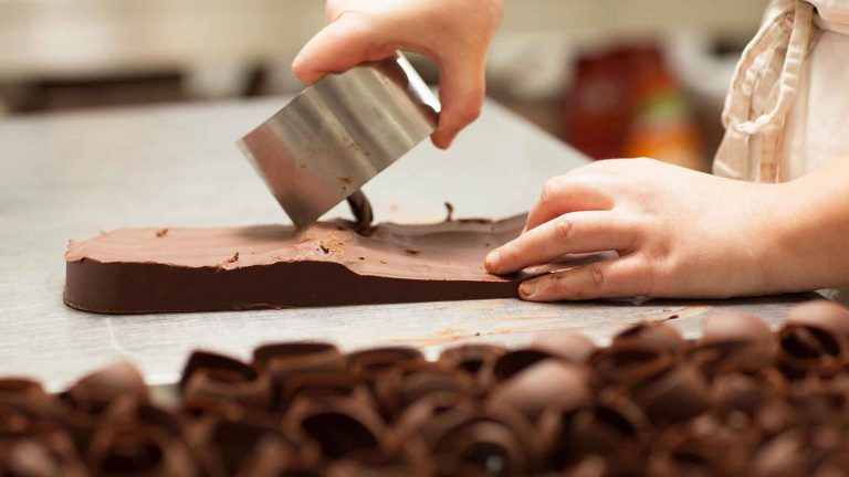 Chef using chocolate in food service