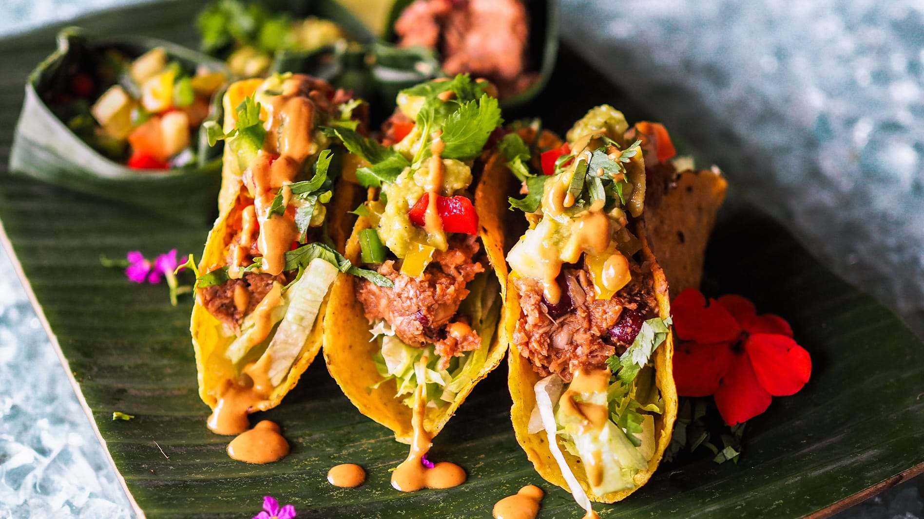 Vegan tacos on display