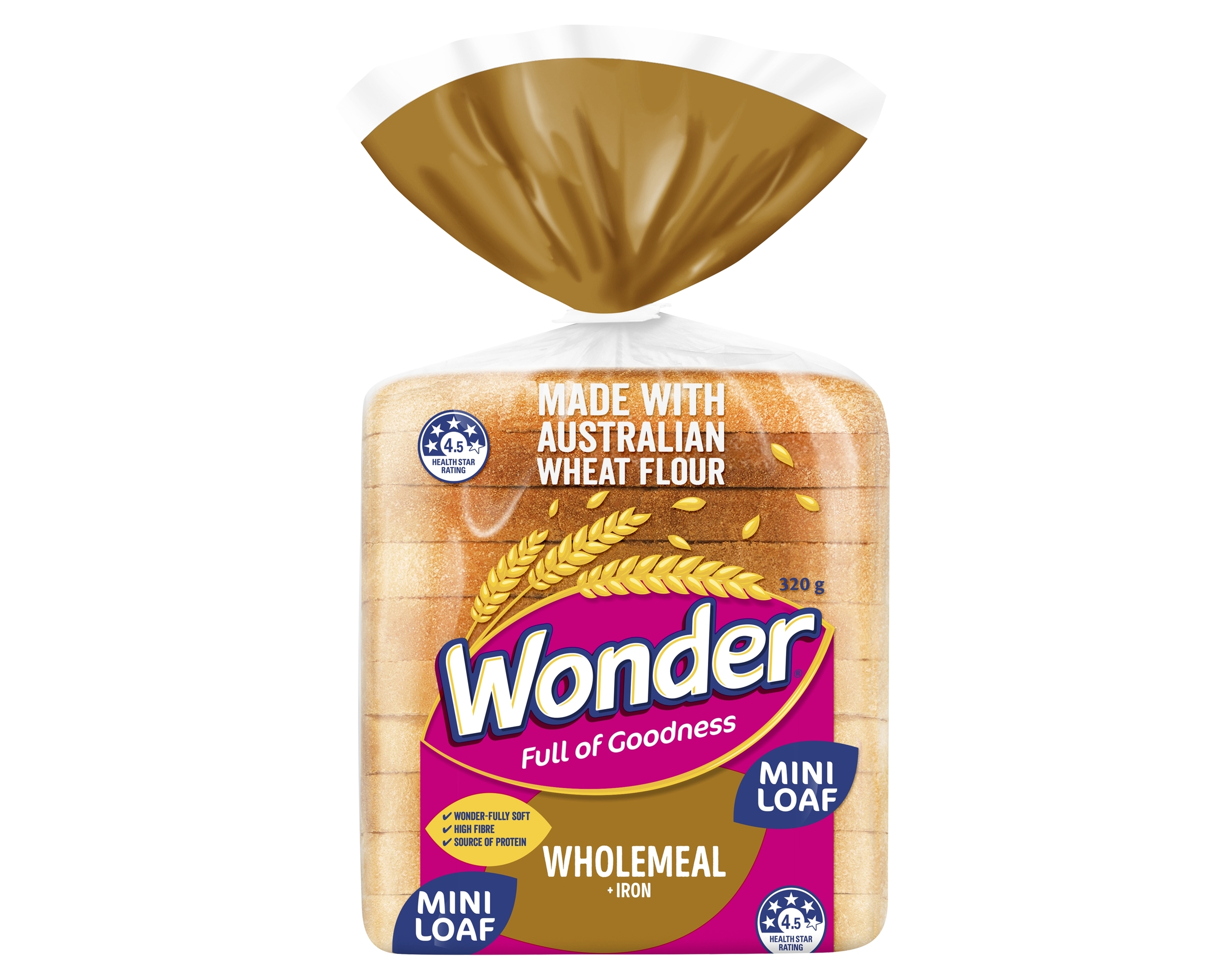 Wonder Wholemeal + Iron Bread 320g