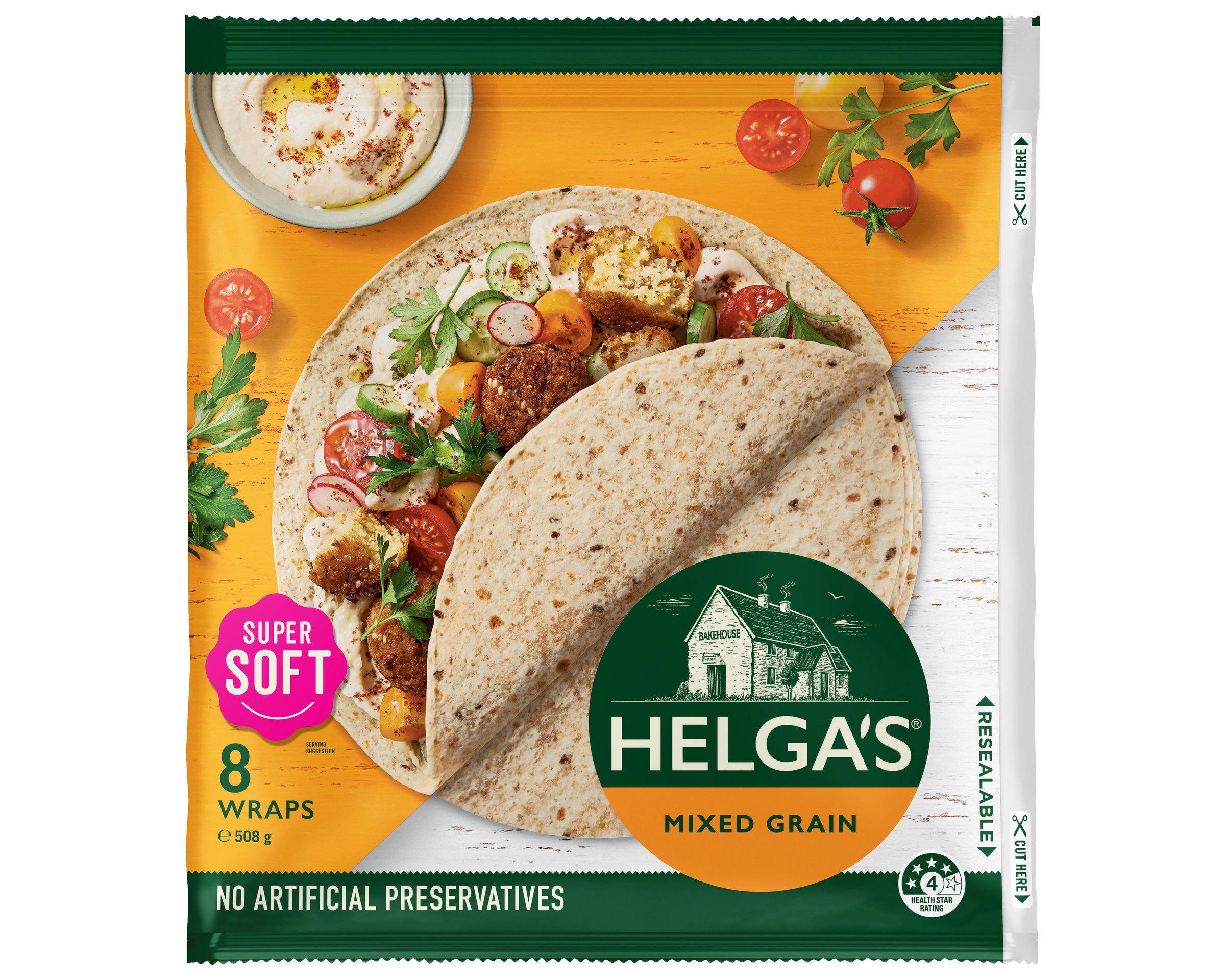 Helga’s 8 Mixed Grain Wraps 508g