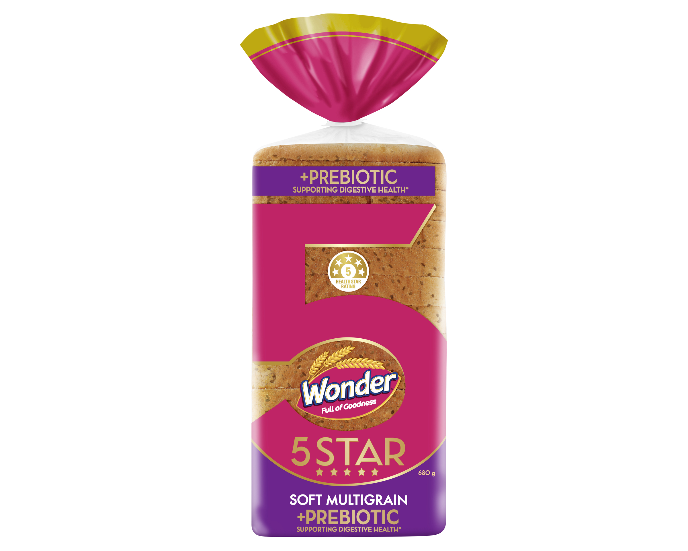 Wonder 5 Star Soft Multigrain Sliced Bread 680 g