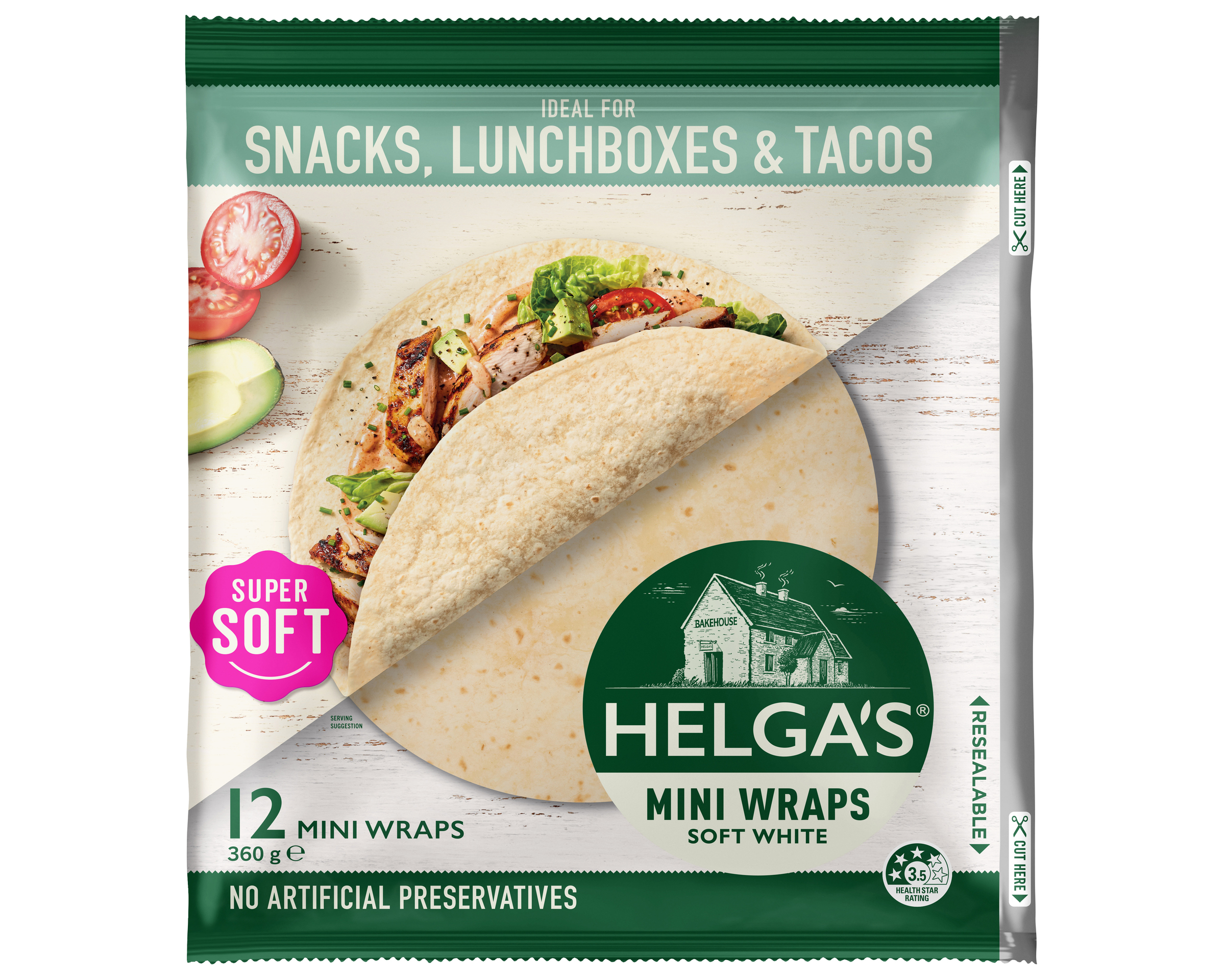 Helgas Wrap Soft White P12 360 g