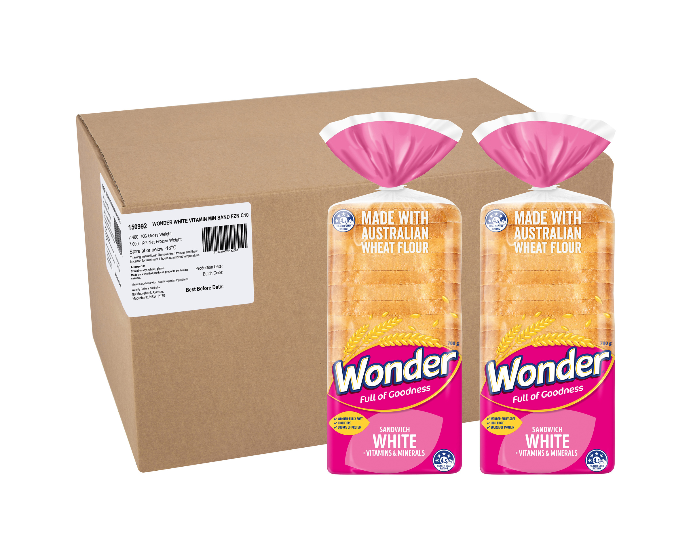 Wonder Sandwich White + Vitamins & Minerals Bread 700g