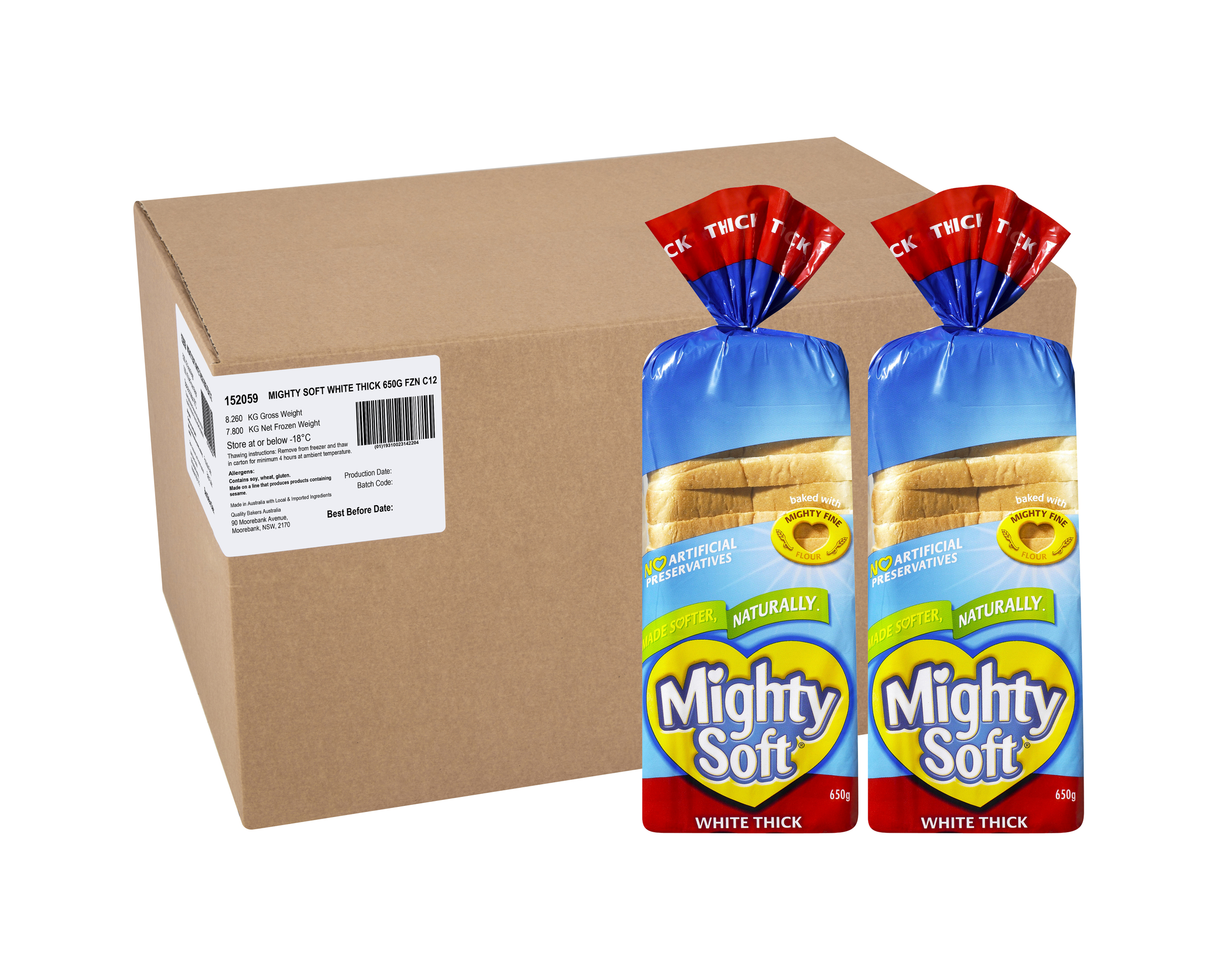 Mighty Soft White Thick Bread 12 x 650g